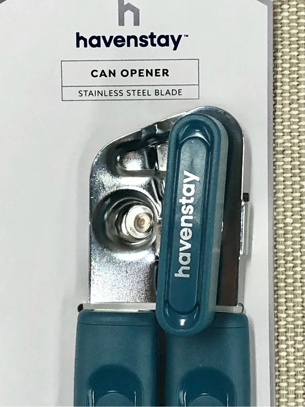 🥑$7🥑 NEW HAVENSTAY Can Opener Big Knob Stainless Steel Blade Teal